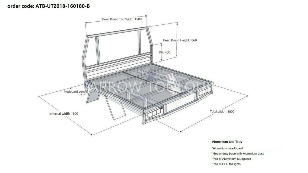 ARROW TRAYS 3 ATBUT2018160180B Aluminium Ute Toolboxes Aluminium