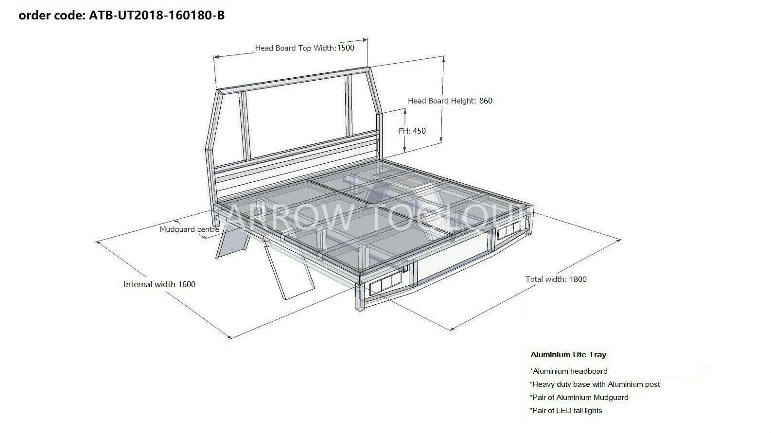 ARROW TRAYS 3 ATBUT2018160180B Aluminium Ute Toolboxes Aluminium