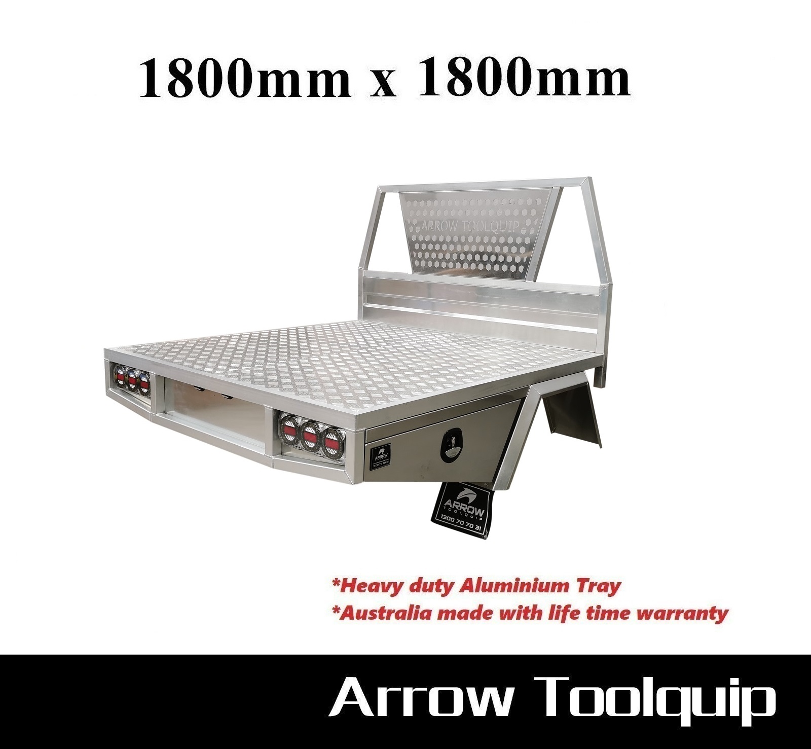 aluminium ute tray 1800x1800 with headboard 1