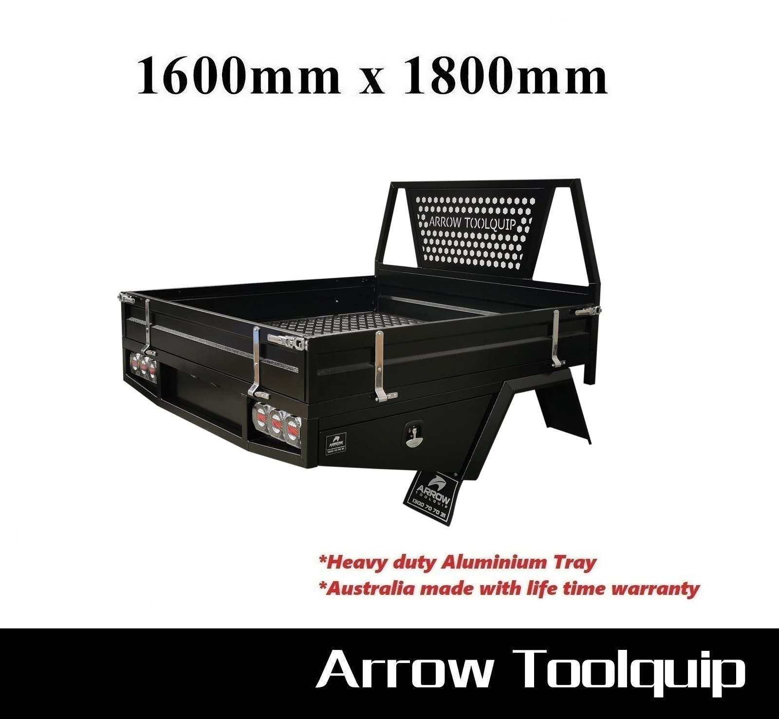 aluminium ute tray 1600x1800 with headboard&sides in black 1