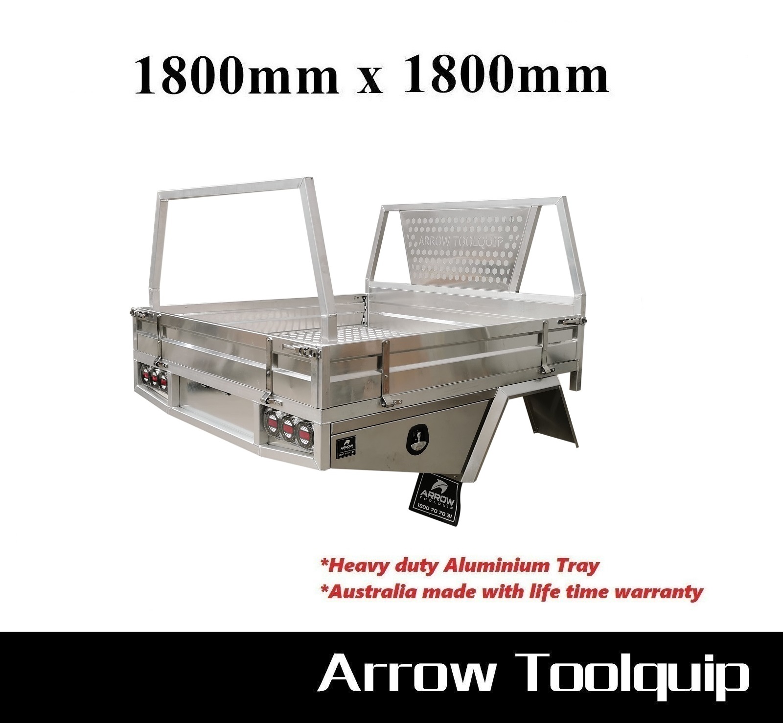 aluminium ute tray 1800x1800 with headboard&sides&rhr 1