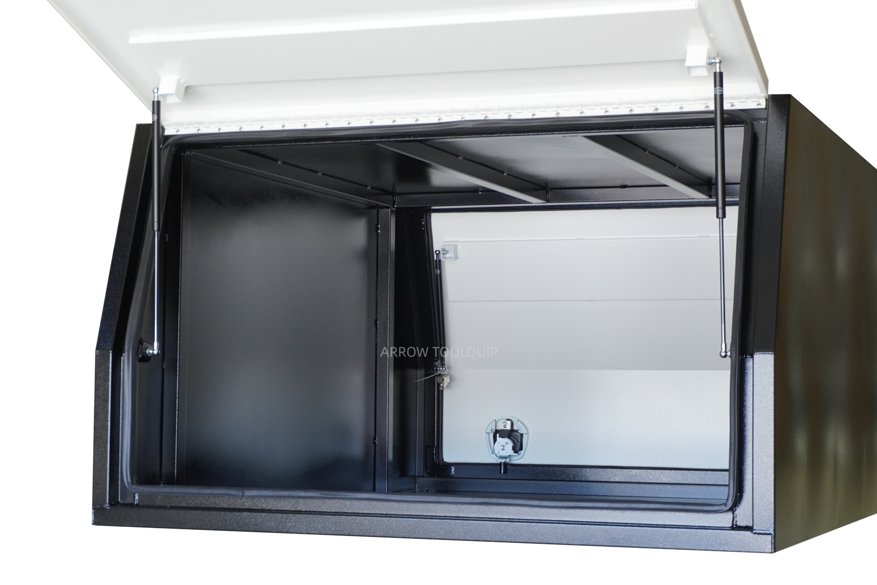 aluminium canopy toolbox black white