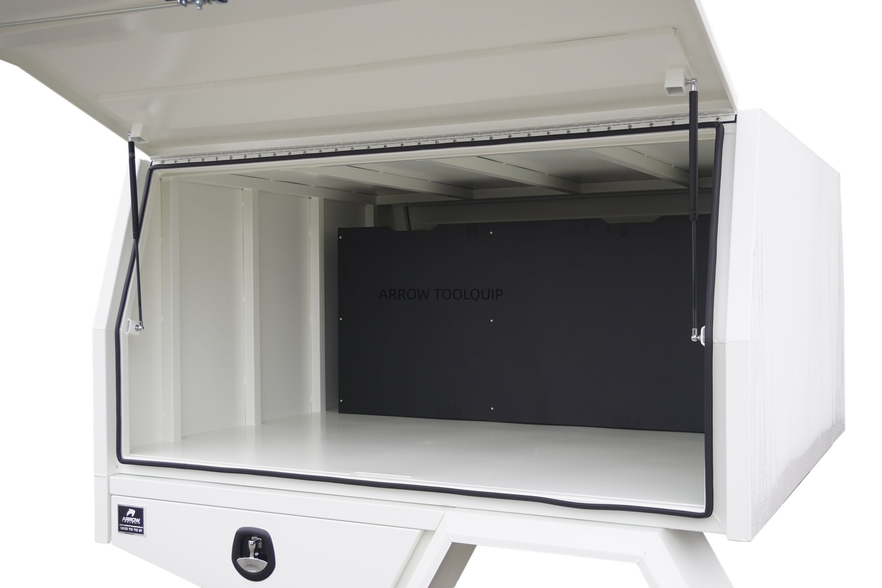 white canopy service body toolbox